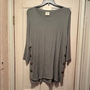 Chic SageTunic with Button Accents